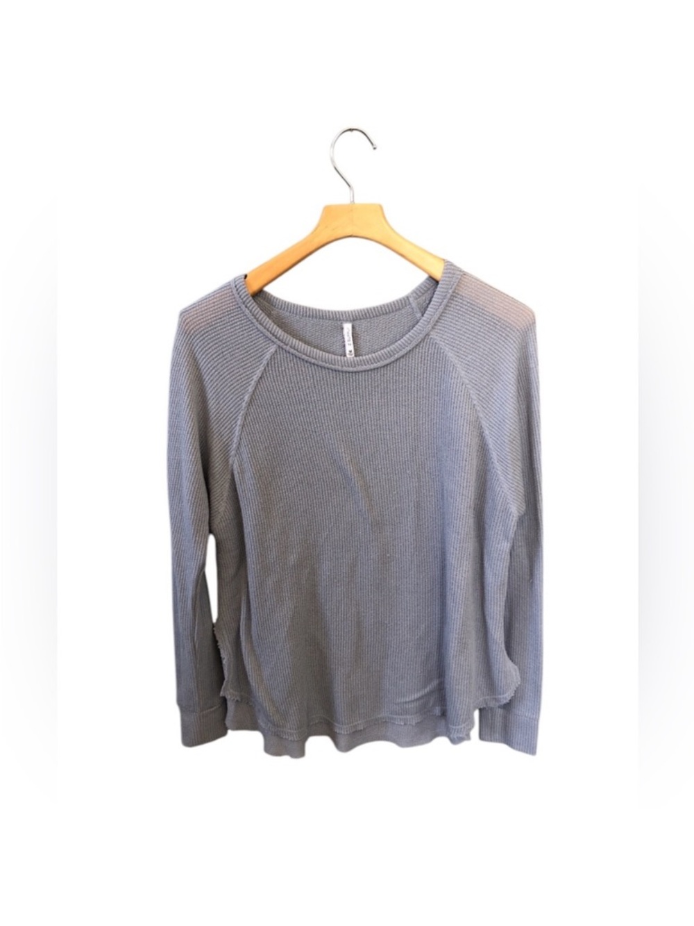 Z Supply Gray Waffle Knit Long Sleeve Crewneck Pullover Top Medium
